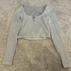 Gray Square Neck Longsleeve